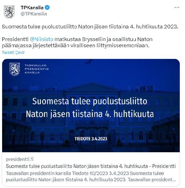 Finlandiya 4 Nisan’da resmen NATO üyesi olacak