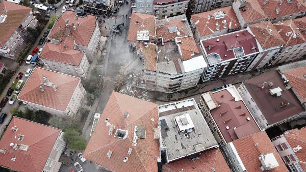 Havadan fotoğraflar // Bahçelievler'de boşaltılan 6 katlı binanın yıkımına başlandı