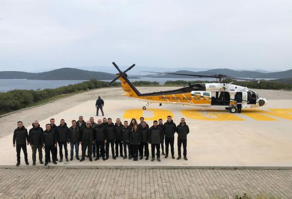 Muğla'da, yangın söndürme helikopteri Sikorsky T-70'den deneme uçuşu