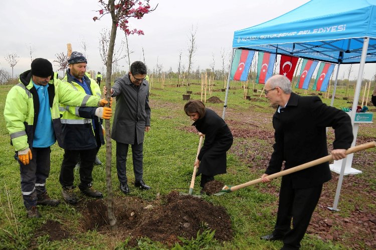 Aliyev’in anısına 100 fidan