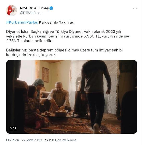 2023 yılı vekaletle kurban kesim bedelleri açıklandı