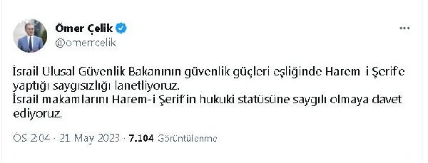 AK Parti'li Çelik, Mescid-i Aksa'ya baskını lanetledi