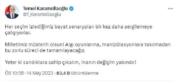 Karamollaoğlu: Manipülasyonlara takılmadan süreci tamamlayacağız