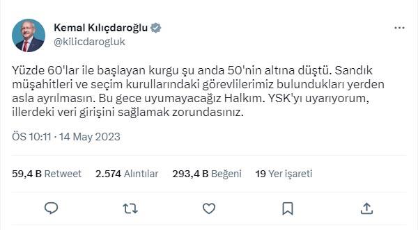 Kılıçdaroğlu: Bu gece uyumayacağız halkım