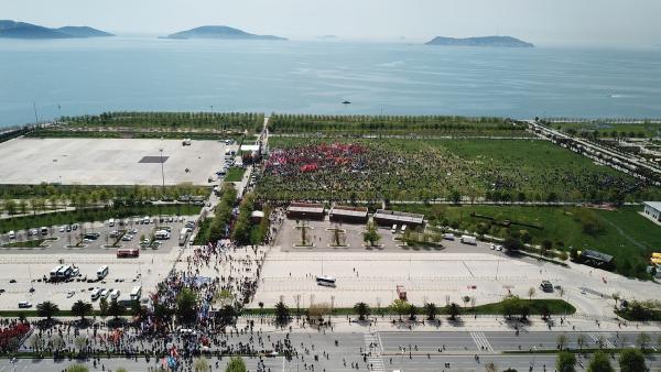 Maltepe’de miting alanındaki kalabalık havadan görüntülendi