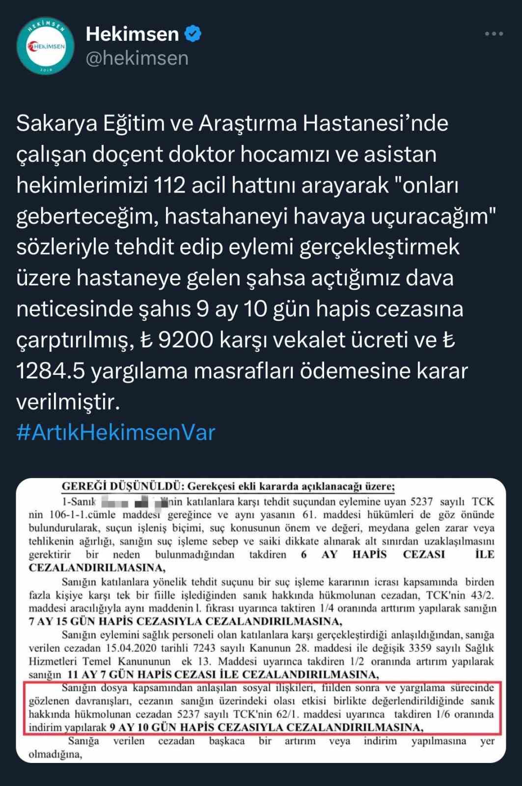 112’yi arayıp tehditler savurmuştu, 9 ay hapis cezasına çarptırıldı