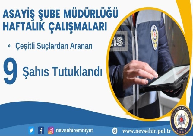 Nevşehirde 9 şahıs tutuklandı