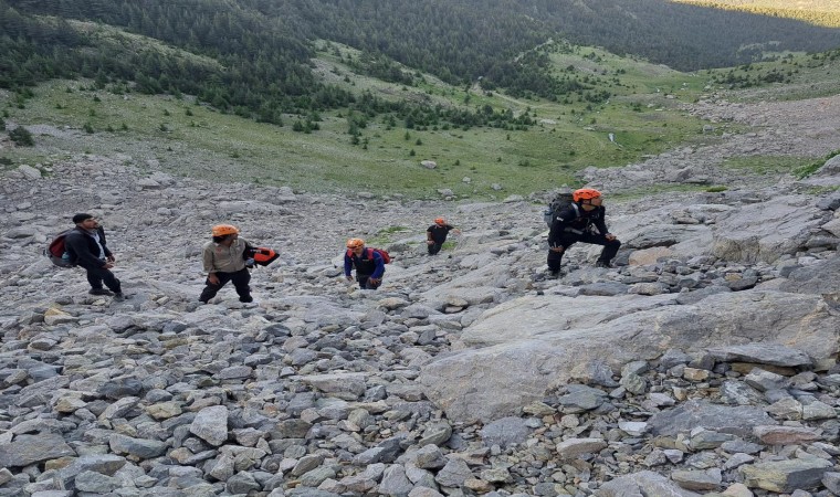 Dağlık alanda kayalıklarda mahsur kalan keçilere kurtarma operasyonu