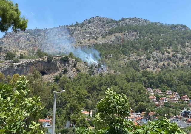 Fethiyede orman yangını büyümeden söndürüldü