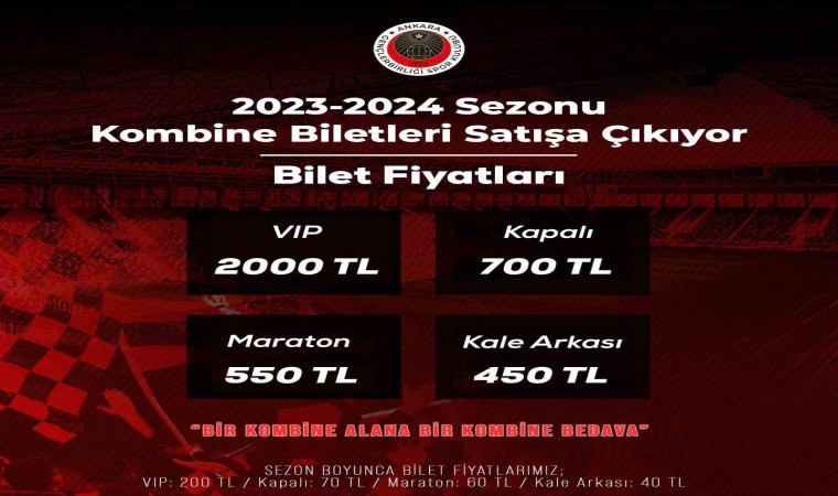 Gençlerbirliğinde yeni sezon kombine fiyatları belli oldu