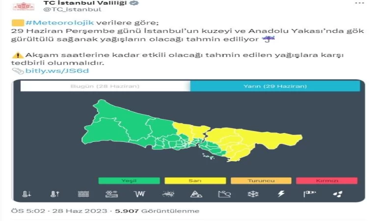 İstanbul Valiliği’nden yağmur uyarısı