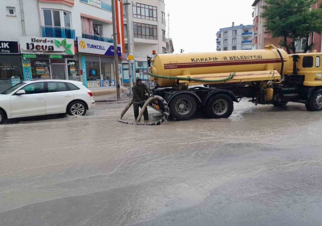 Karapınarda yağmur yağışı etkili oldu