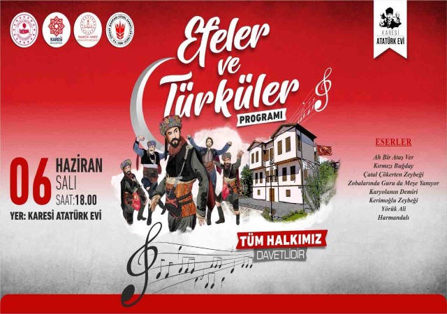 Karesi Atatürk Evinde ‘Efeler ve Türküler programı