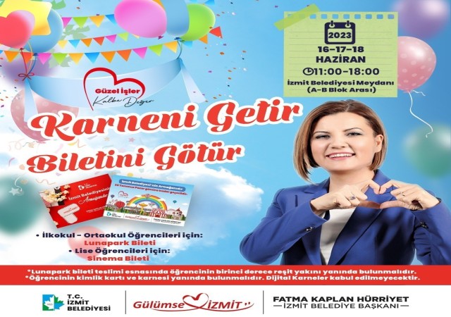 Karnelerini getiren öğrencilere hediye bilet