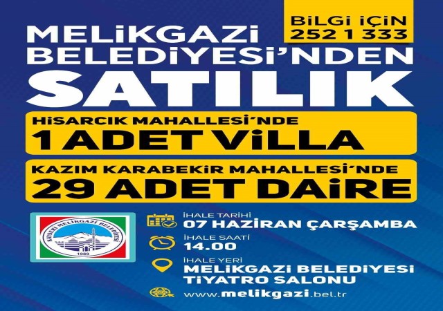 Melikgazi; 29 Daire ve 1 Adet Villa İçin Satışa Çıkıyor