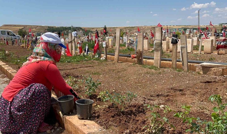 Mezarlıkta bayram hazırlıkları devam ediyor