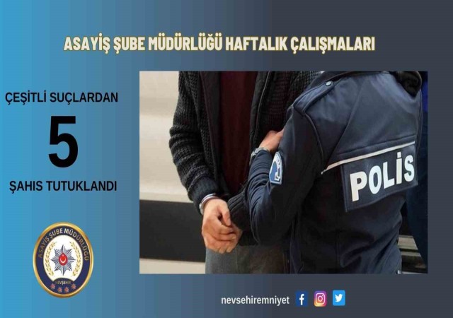 Nevşehirde UYAP aranması bulunan 5 şahıs tutuklandı