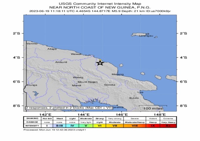 Papua Yeni Ginede 5.9 büyüklüğünde deprem