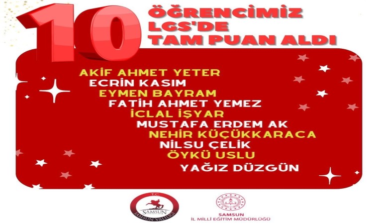 Samsun LGS başarısını 5e katladı: 2den 10a çıktı