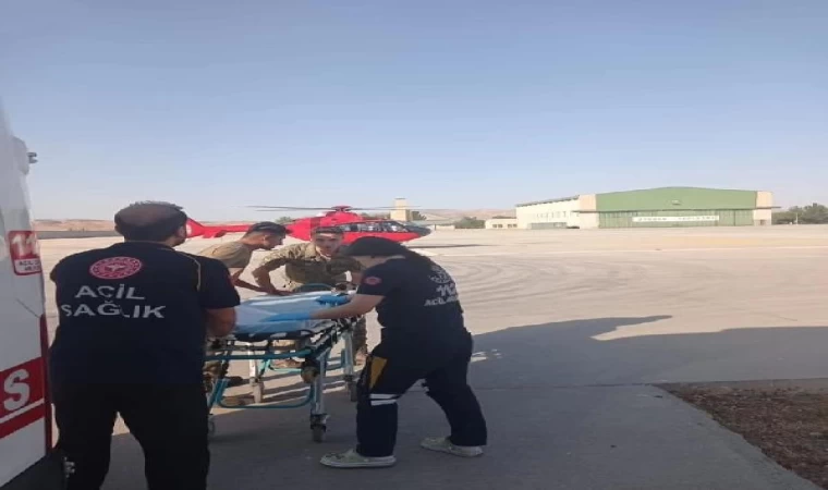 Akrebin soktuğu çoban, ambulans helikopterle hastaneye ulaştırıldı