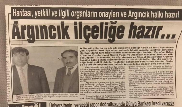 Argıncıkın 30 yıllık hayali