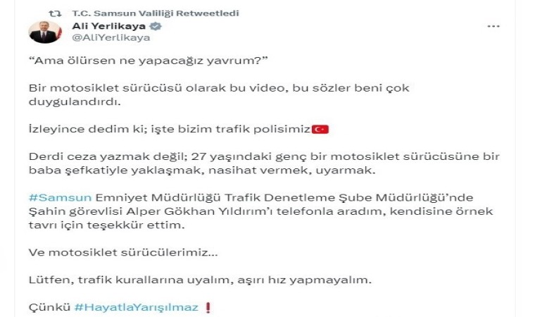 Bakan Yerlikayadan o polise tebrik