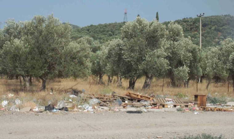 Burhaniyede çöplük yangınına köpüklü müdahale