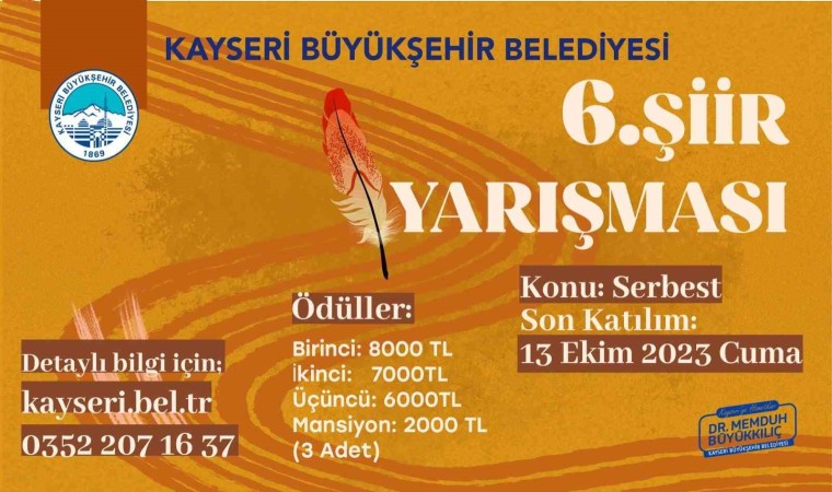 Büyükşehir, Şiir Yarışmasının 6ncısı ile şiir severleri buluşturuyor