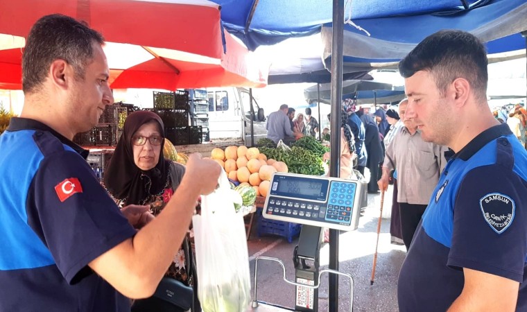 Canikte pazar tartıları denetlendi