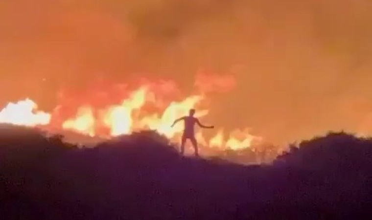 Çeşme yangınında kundakçı önce alevlerin arasında dolaşmış sonra kaçmış