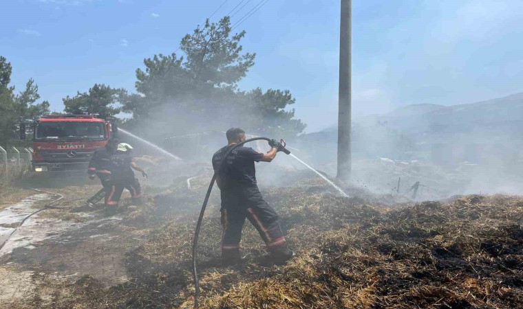 Çiftlik yangını ormana sıçramadan söndürüldü