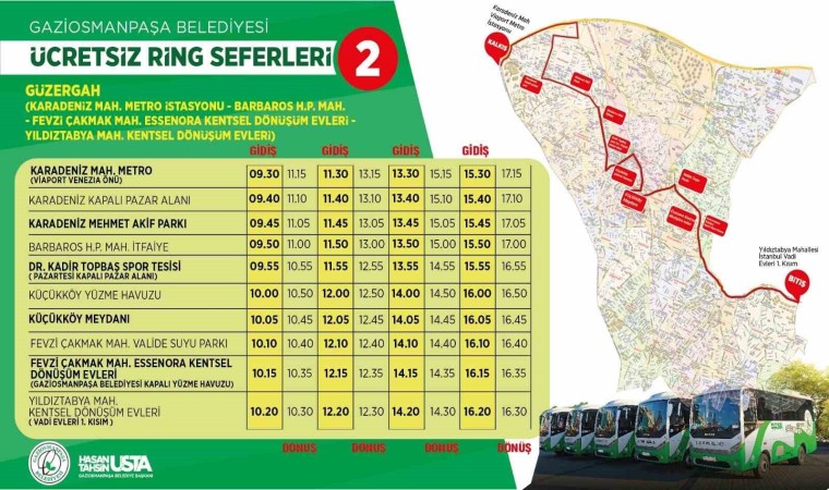 Gaziosmanpaşada ücretsiz ring seferlerine bir yenisi daha eklendi