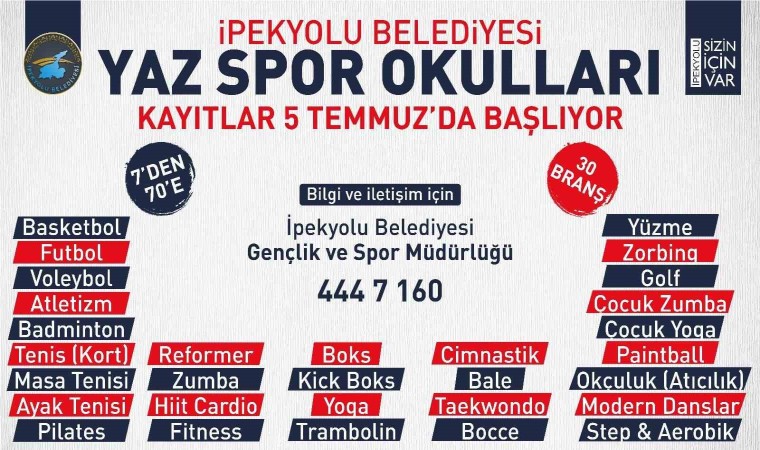 İpekyolu Belediyesinin yaz spor okulları başlıyor