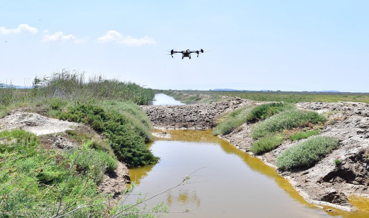 İzmirde sivrisinek ile dronlu mücadele