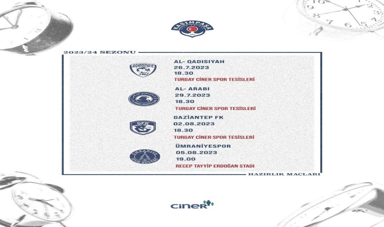 Kasımpaşanın 2023-2024 sezonu öncesi hazırlık maçı programı belli oldu