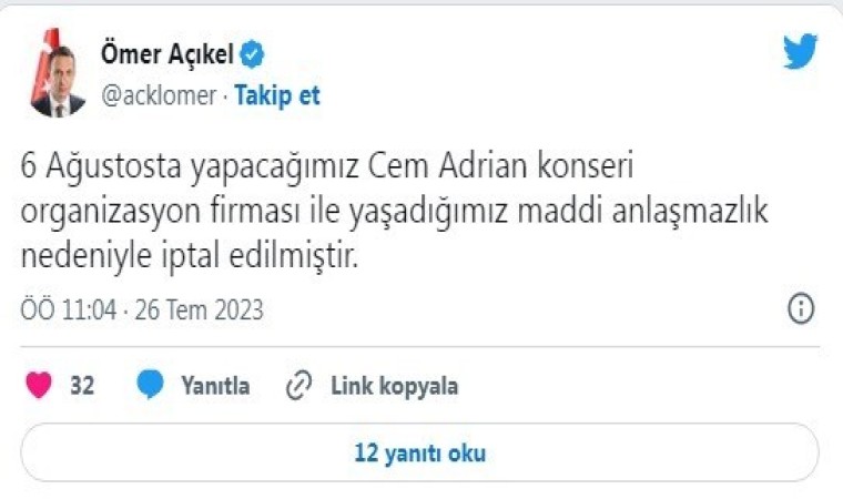 LGBTli paylaşım konseri iptal ettirdi