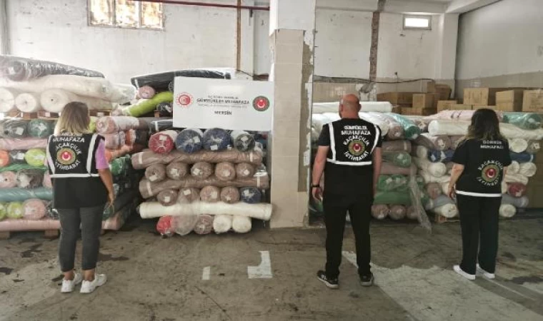 Mersin’de 24 ton 400 kilogram polyester kumaş ele geçirildi