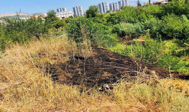 Otluk alanda çıkan yangın bahçeye sıçramadan söndürüldü