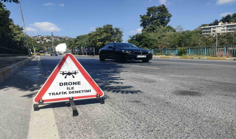 Sarıyerde dron destekli trafik denetimi