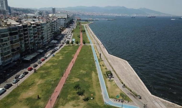 Sıcaklık uyarısı yapılan İzmir’de, Kordon boş kaldı