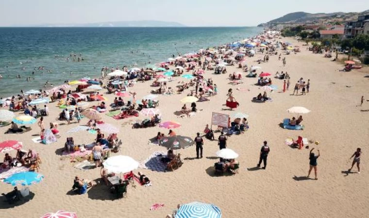 Tekirdağ’daki plajlar bayramın son gününde de doldu