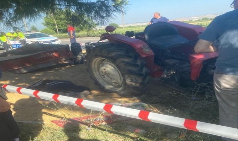 Tırla çarpışan tahıl yüklü traktör sürüklendi: 1 ölü