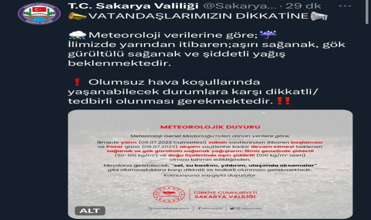 Valilik ve AFAD sağanağa karşı uyardı