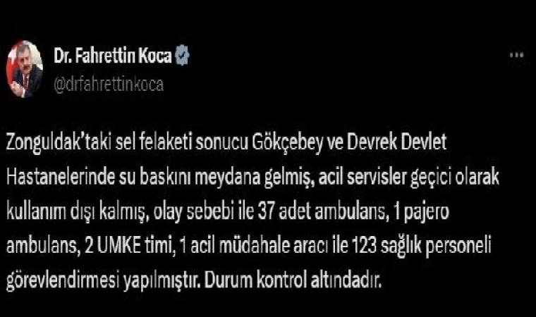 Zonguldak’ta Gökçebey ve Devrek Devlet hastanelerinde su baskını