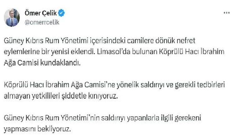 AK Parti’li Çelik, GKRY’de cami saldırısını kınadı