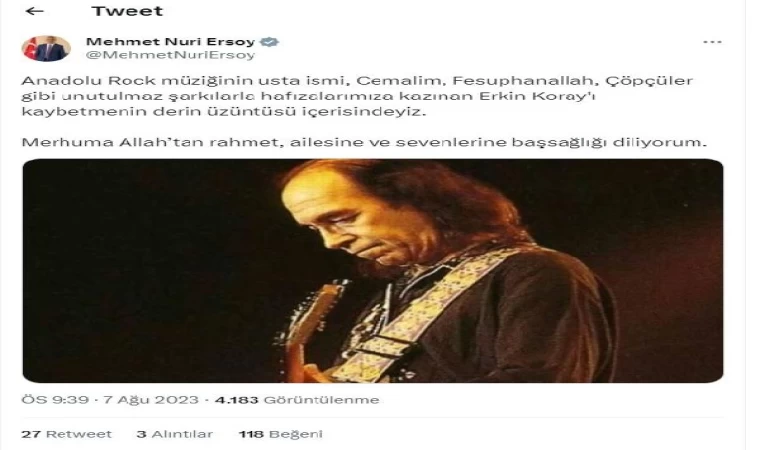 Anadolu rock müziğinin usta ismi Erkin Koray vefat etti