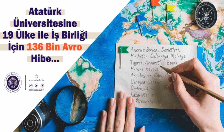 Atatürk Üniversitesine 19 ülke ile iş birliği için 136 bin avro hibe