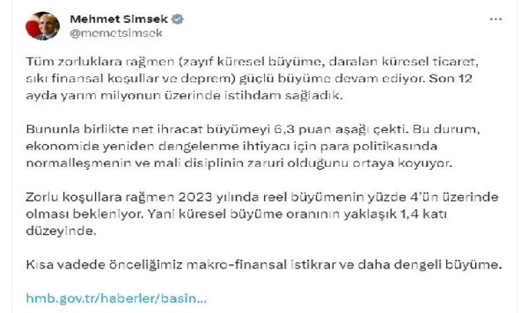 Bakan Şimşek: Uyguladığımız politikaların olumlu etkilerini görmeye başladık (2)