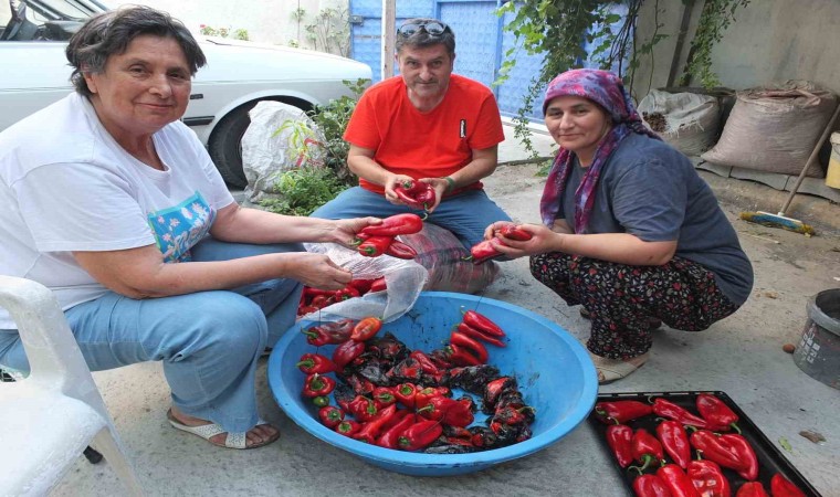 Balıkesirde kışlık yiyecekler imece ile hazırlanıyor