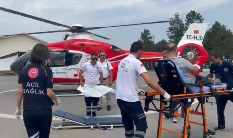 Bartında hasta helikopter hava ambulansıyla Ankaraya taşındı